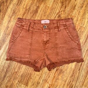 BKE Rust Orange Utility Shorts Women’s 24 Frayed Hem Casual Cotton Blend Indie
